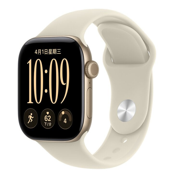 Apple Watch Series 12 (GPS) 42公釐 淺金色鋁金屬錶殼 沙色運動型錶帶 S/M Apple Watch Series 12 (GPS) 42公釐 淺金色鋁金屬錶殼 沙色運動型錶帶 S/M