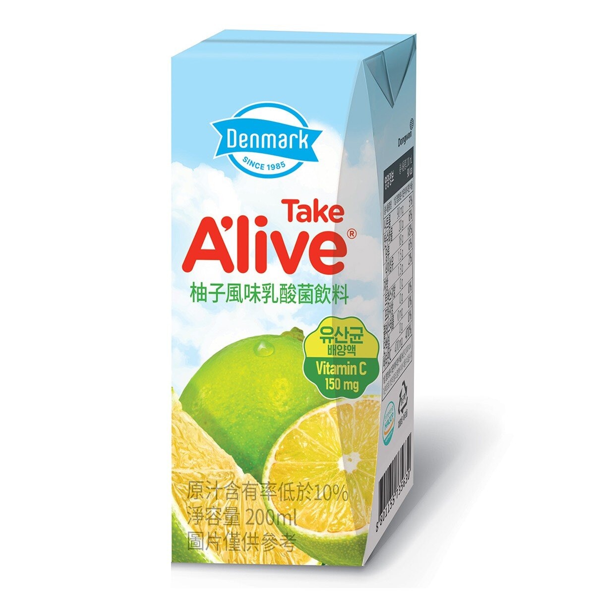 韓國東遠 Denmark Take Alive 柚子風味乳酸菌飲料 200毫升 X 24入