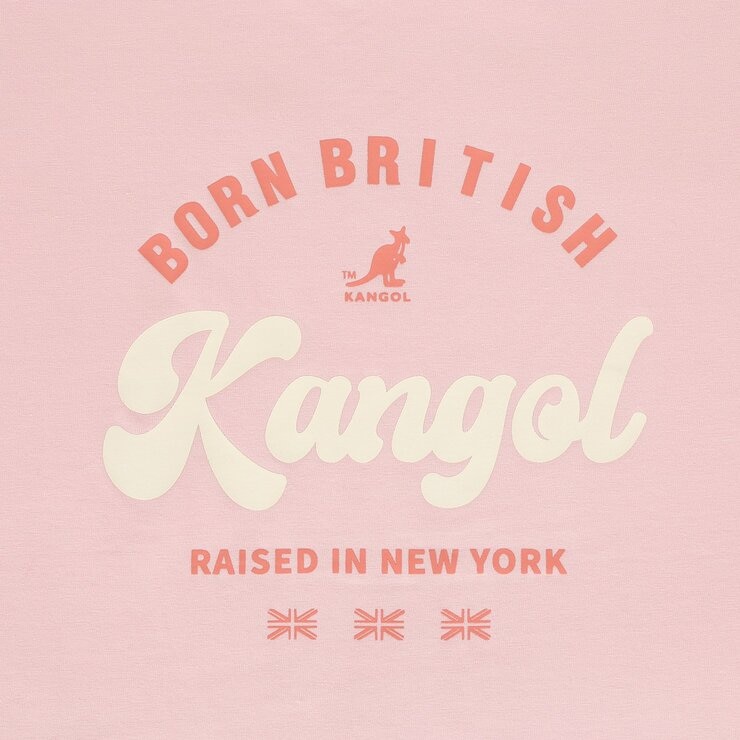 KANGOL 印花女短袖Logo上衣 粉
