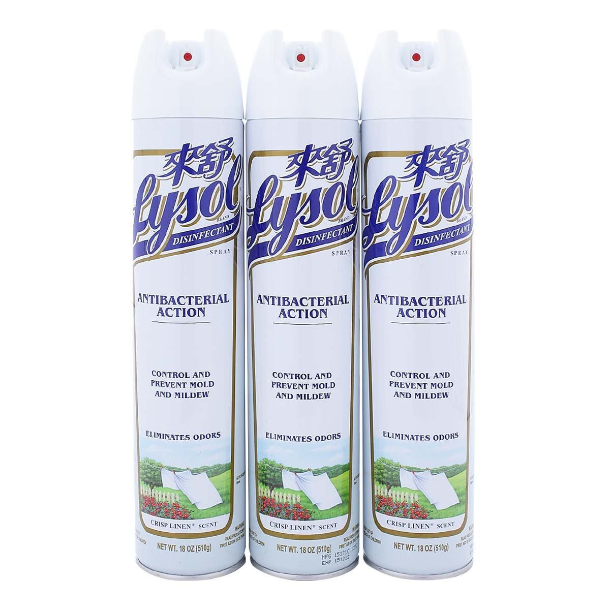 LYSOL DISINFECTANT SPRAY噴霧抗菌清潔劑　清爽亞麻510克X 3入