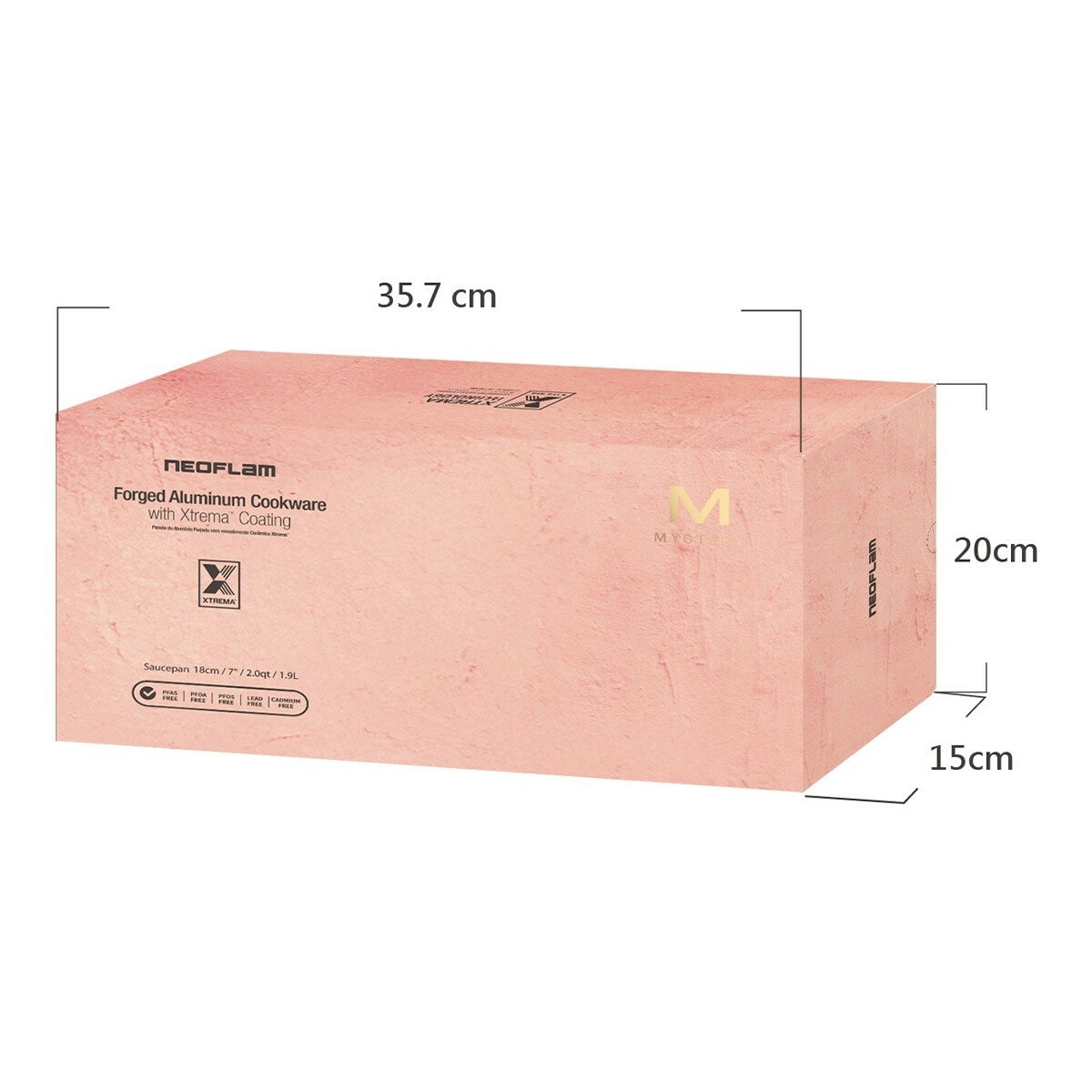 Neoflam Mystery系列 不沾陶瓷塗層單柄湯鍋 含玻璃上蓋 18公分 1.8公升