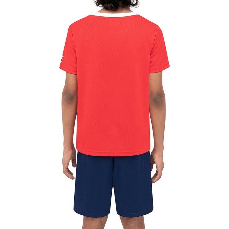 Fila 兒童足球短袖套組 紅/藍 XS