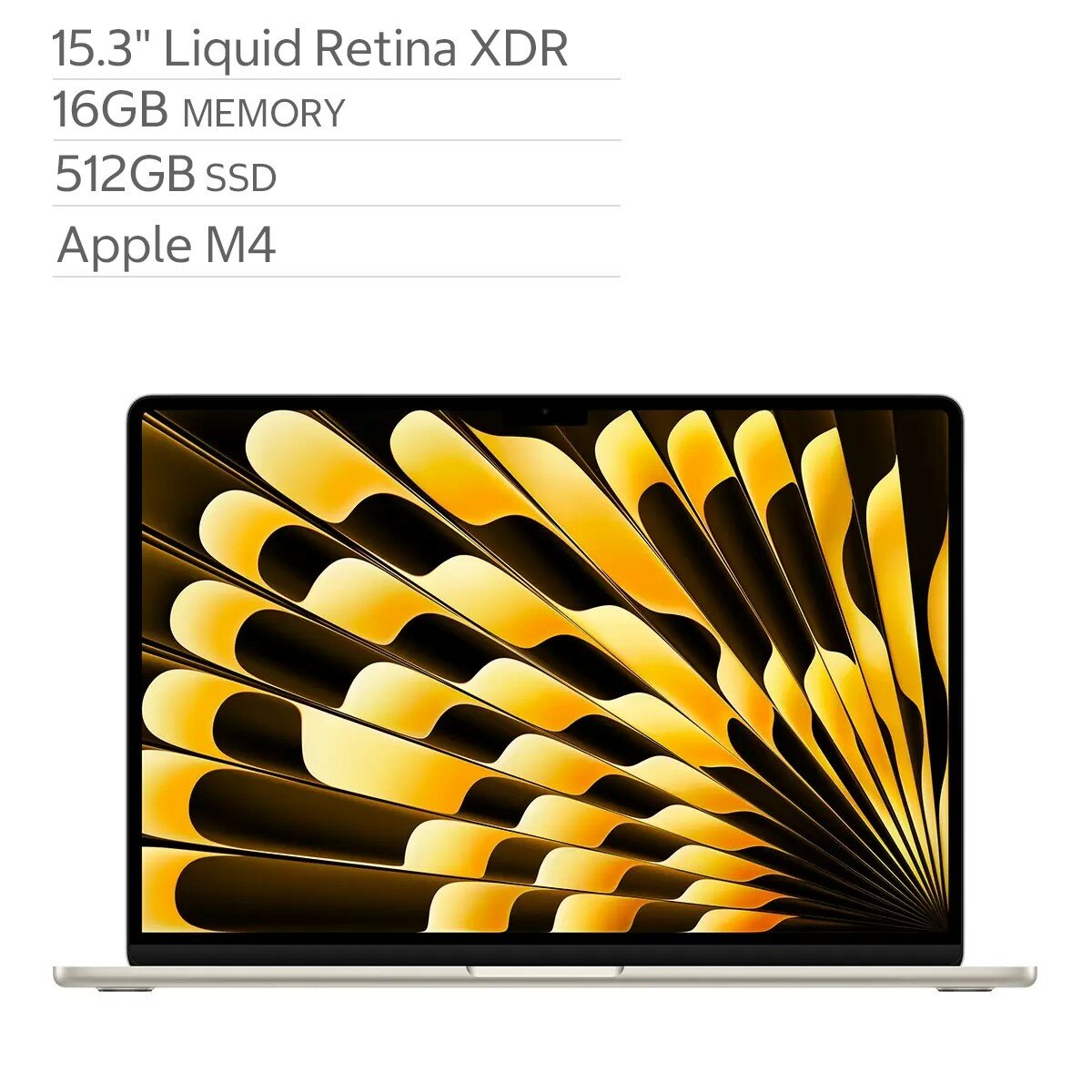 Apple 15吋 MacBook Air 搭配 Apple M4 晶片 10 核心 CPU 10 核心 GPU 16GB 512GB SSD 星光色