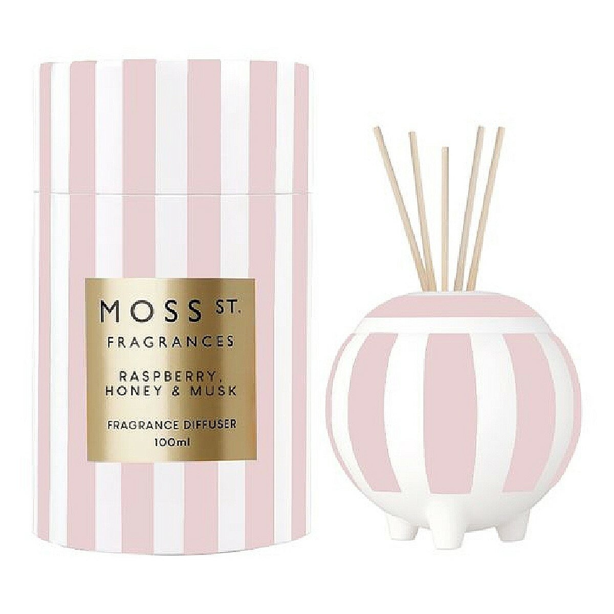 MOSS ST. FRAGRANCES 迷你陶瓷擴香 100毫升 X 2入組 覆盆子、蜂蜜和麝香