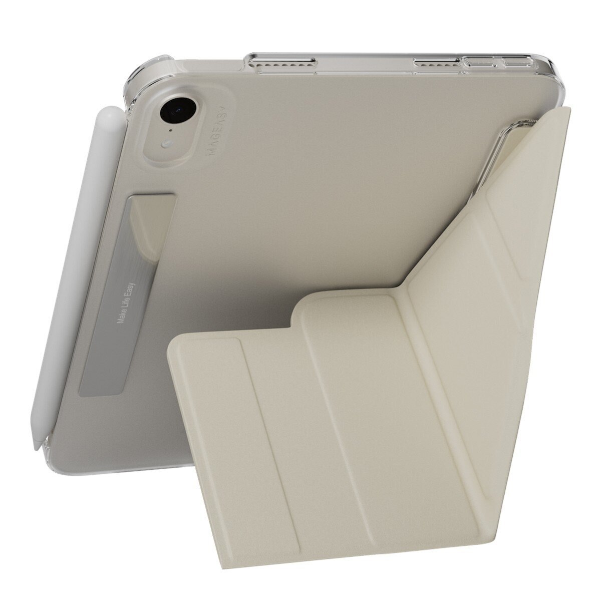 MAGEASY Facet 全方位支架透明背蓋保護套 iPad mini 7 2024 / A17 Pro / iPad mini 6 2021 星光白