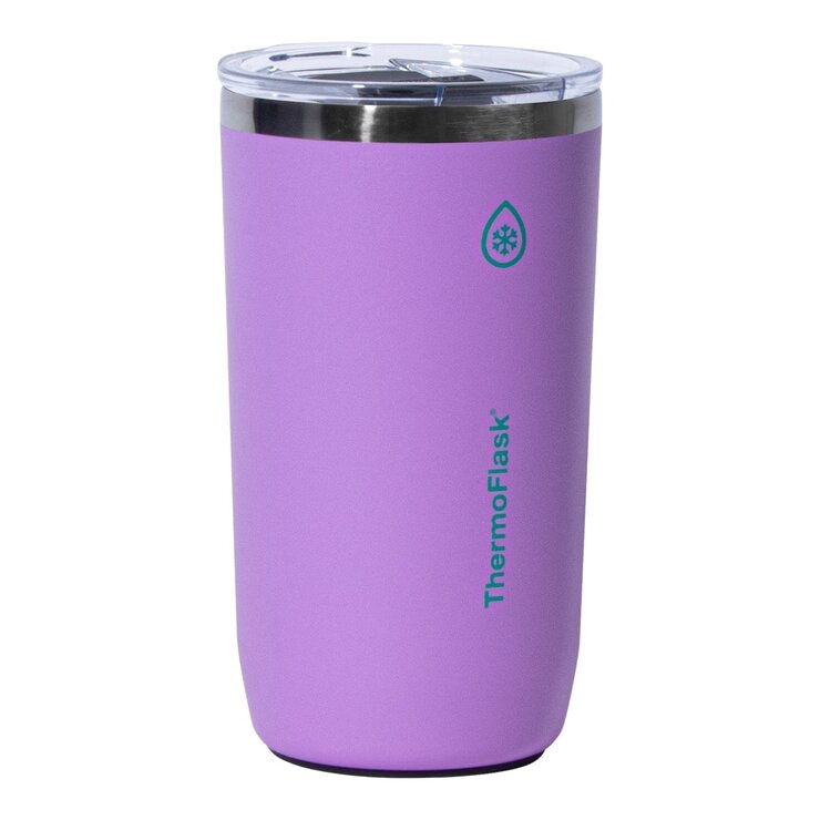 ThermoFlask 不鏽鋼保冷保溫馬克杯 474毫升 + 355毫升 紫 + 綠