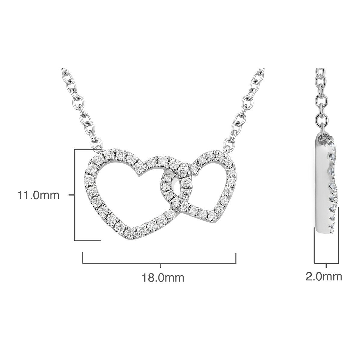 0.18克拉 圓形鑽石心型項鍊 VS2/I