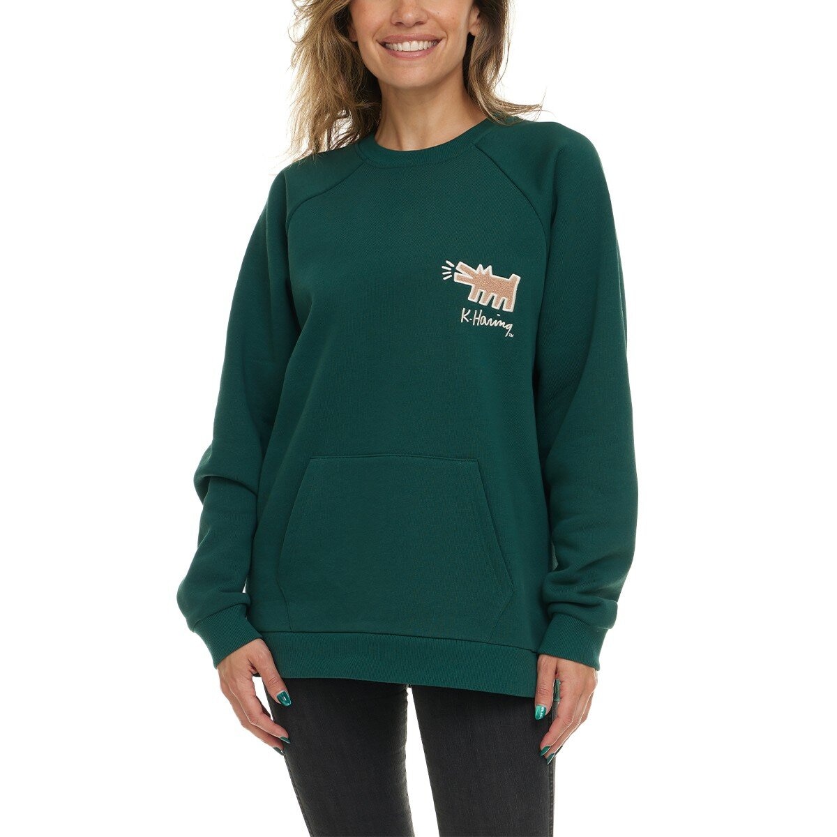 Keith Haring 女長袖上衣 綠 S