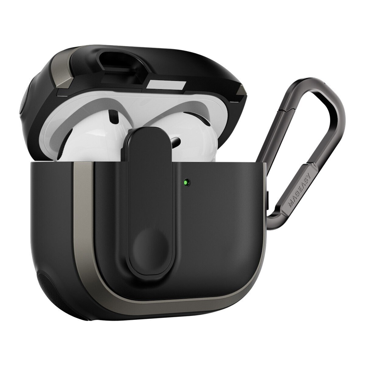 MAGEASY Odyssey 抗衝擊磁扣手繩耳機殼 AirPods 4 金屬黑