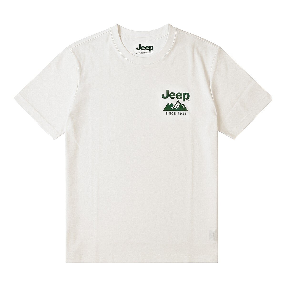 Jeep 男短袖純棉圖案T恤 白