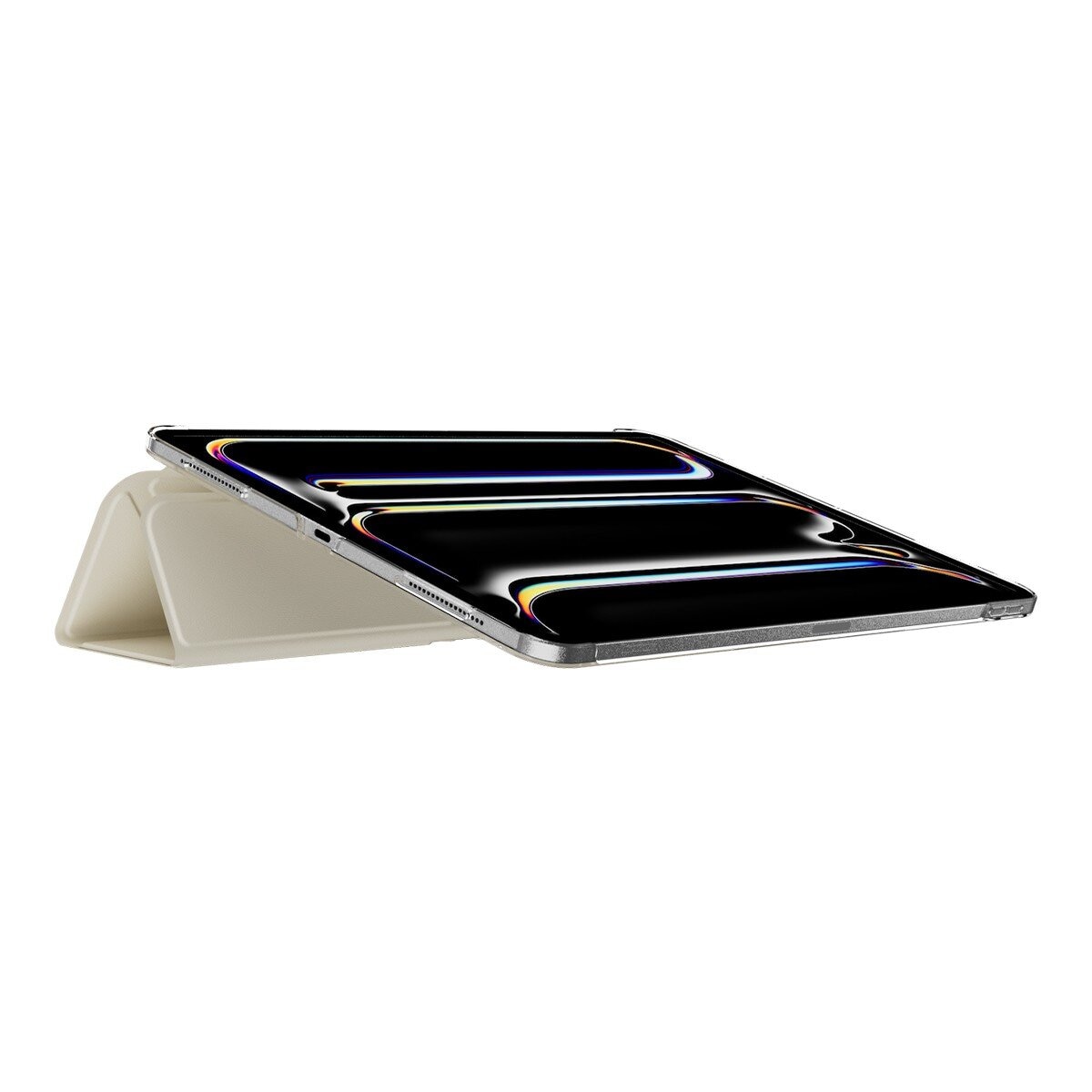 MAGEASY Facet 全方位支架透明背蓋保護套 2024 iPad Pro 13吋 星光白