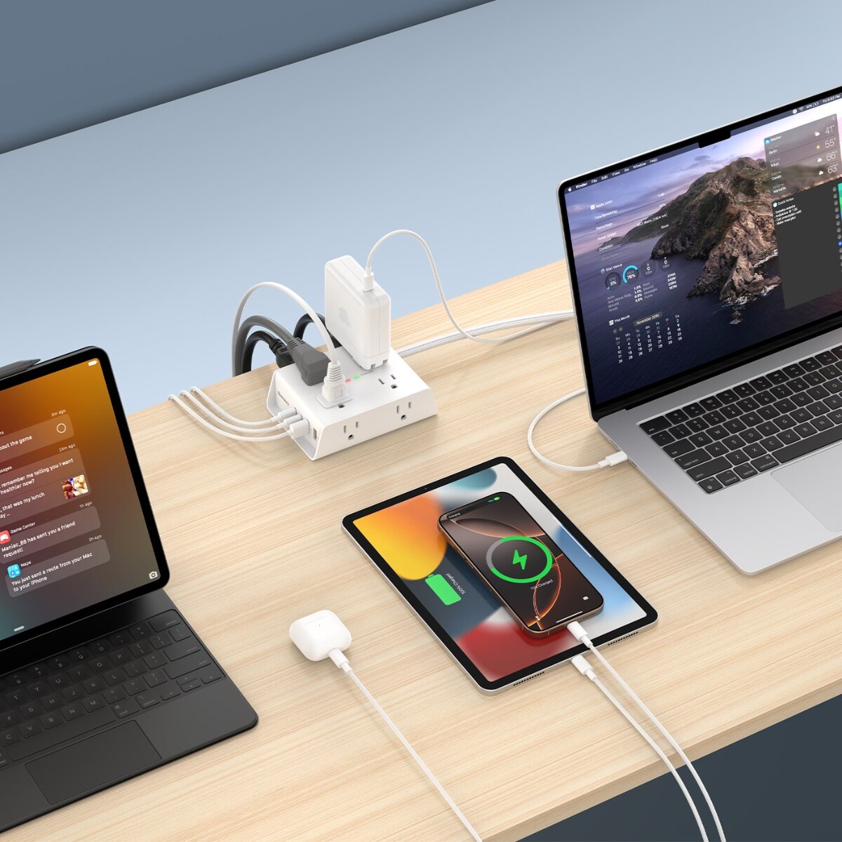 Huntkey 四面插孔延長線 含USB-A X 2 + USB-C X 2