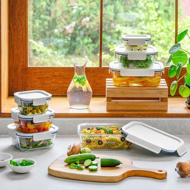樂扣樂扣 新美學玻璃保鮮盒 含蓋10件組