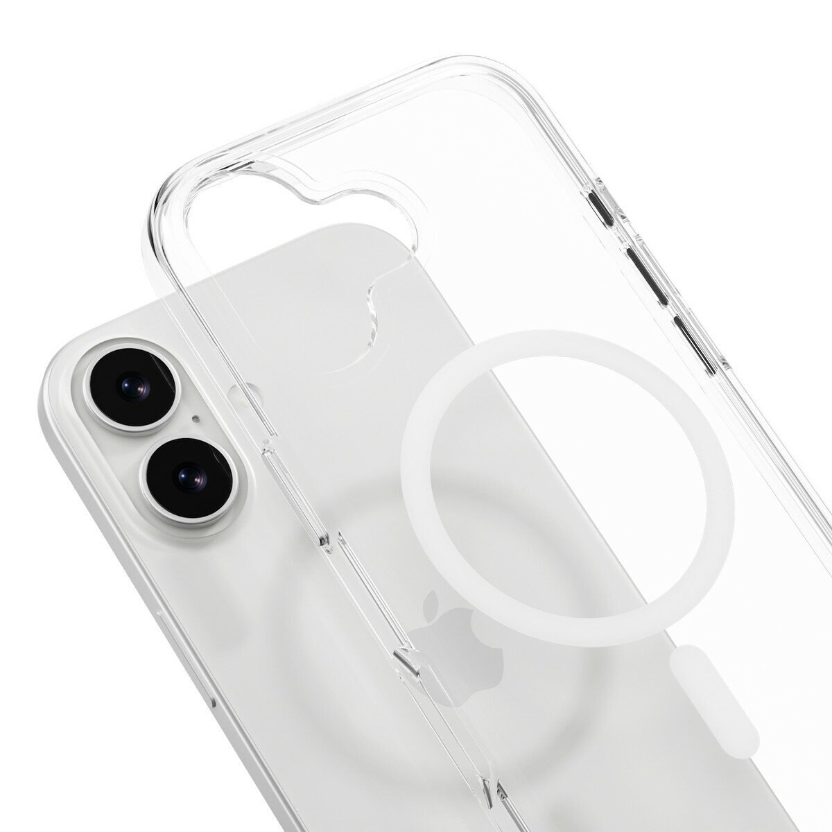 MAGEASY Bright M 不發黃軍規磁吸透明殼 iPhone 17 (白磁圈) + 鏡頭保護貼Lenz(鼠尾草) + Vetro 9H 鋼化玻璃保護膜