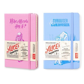Moleskine 限量愛麗絲橫條筆記本(口袋型) 粉紅+藍 2入 Moleskine 限量愛麗絲橫條筆記本(口袋型) 粉紅+藍 2入