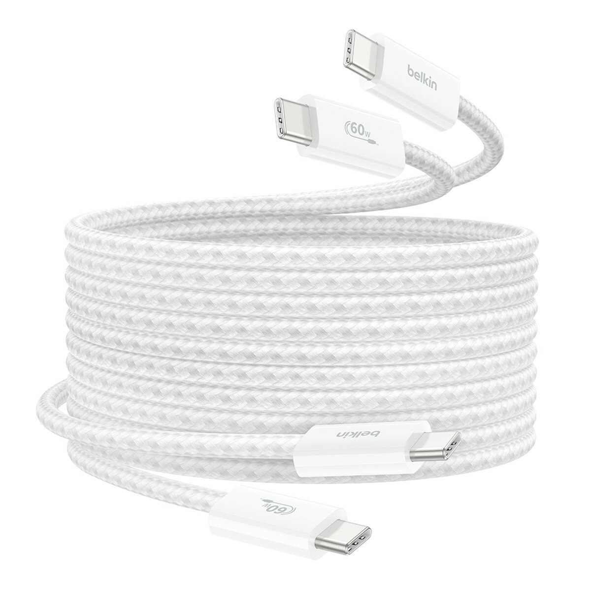 Belkin BoostCharge USB-C to USB-C 編織連接線 (60W 1.5米) 2入組 白 + Belkin BoostCharge Pro 雙USB-C 氮化鎵 充電器 (65W PPS) 2入組 迪士尼系列