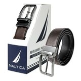 Nautica 男真皮可翻轉皮帶 咖啡色