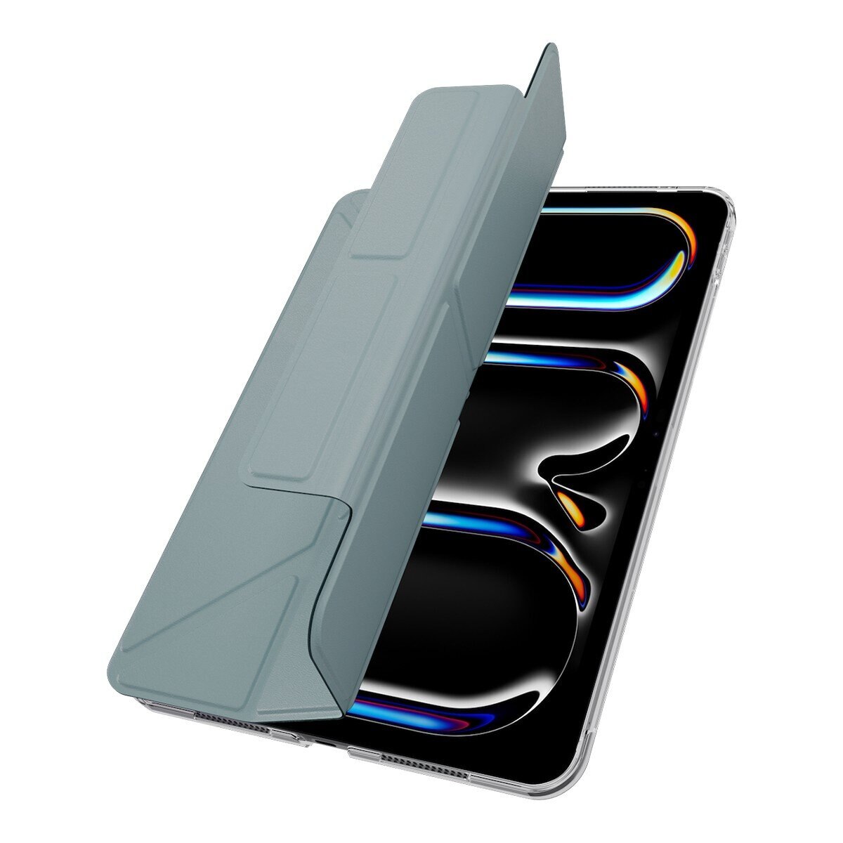 MAGEASY Facet 全方位支架透明背蓋保護套 2024 iPad Pro 11吋 寧靜藍
