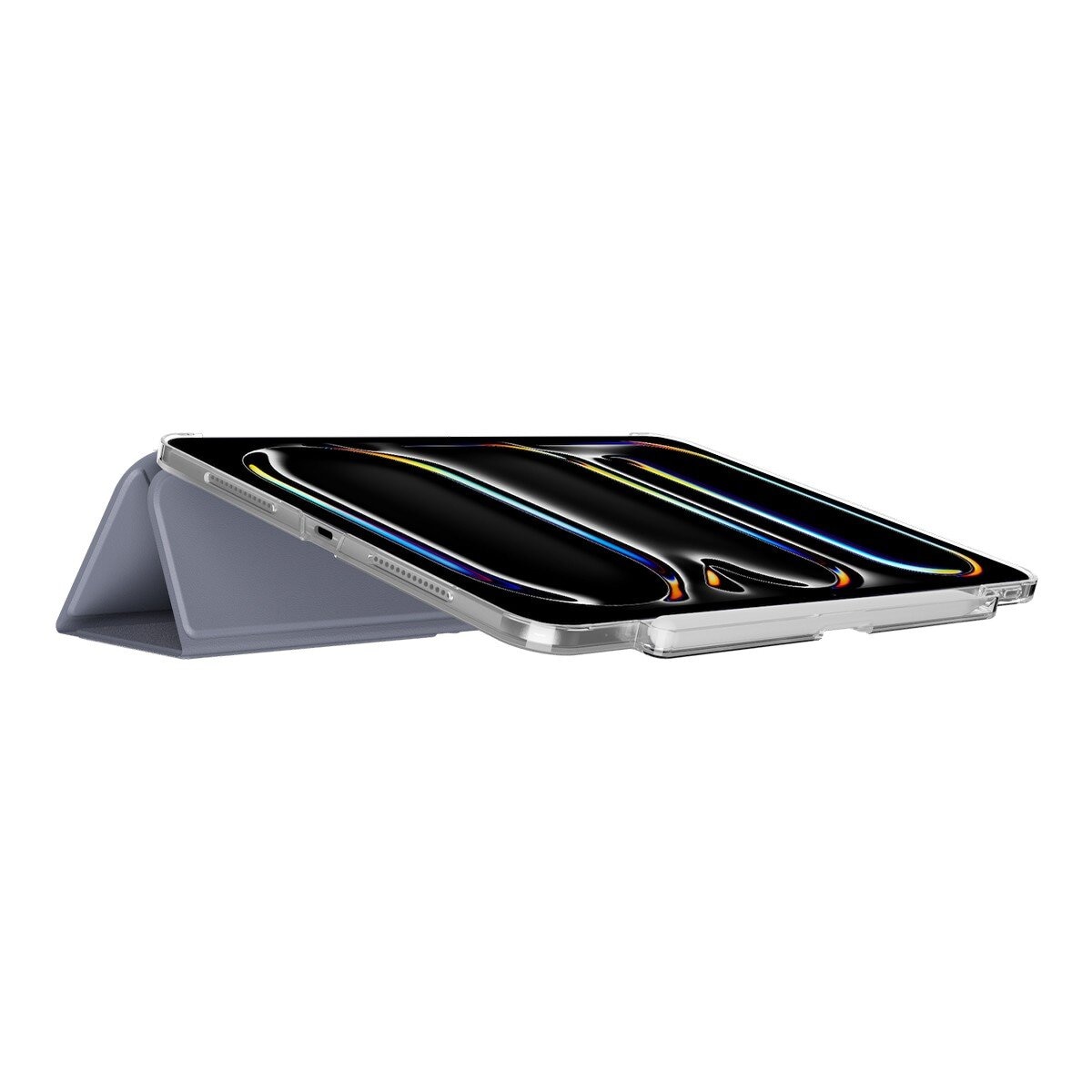 MAGEASY Facet 全方位支架透明背蓋保護套 (筆槽款) 適用於 2024 iPad Pro 11吋 阿拉斯加藍