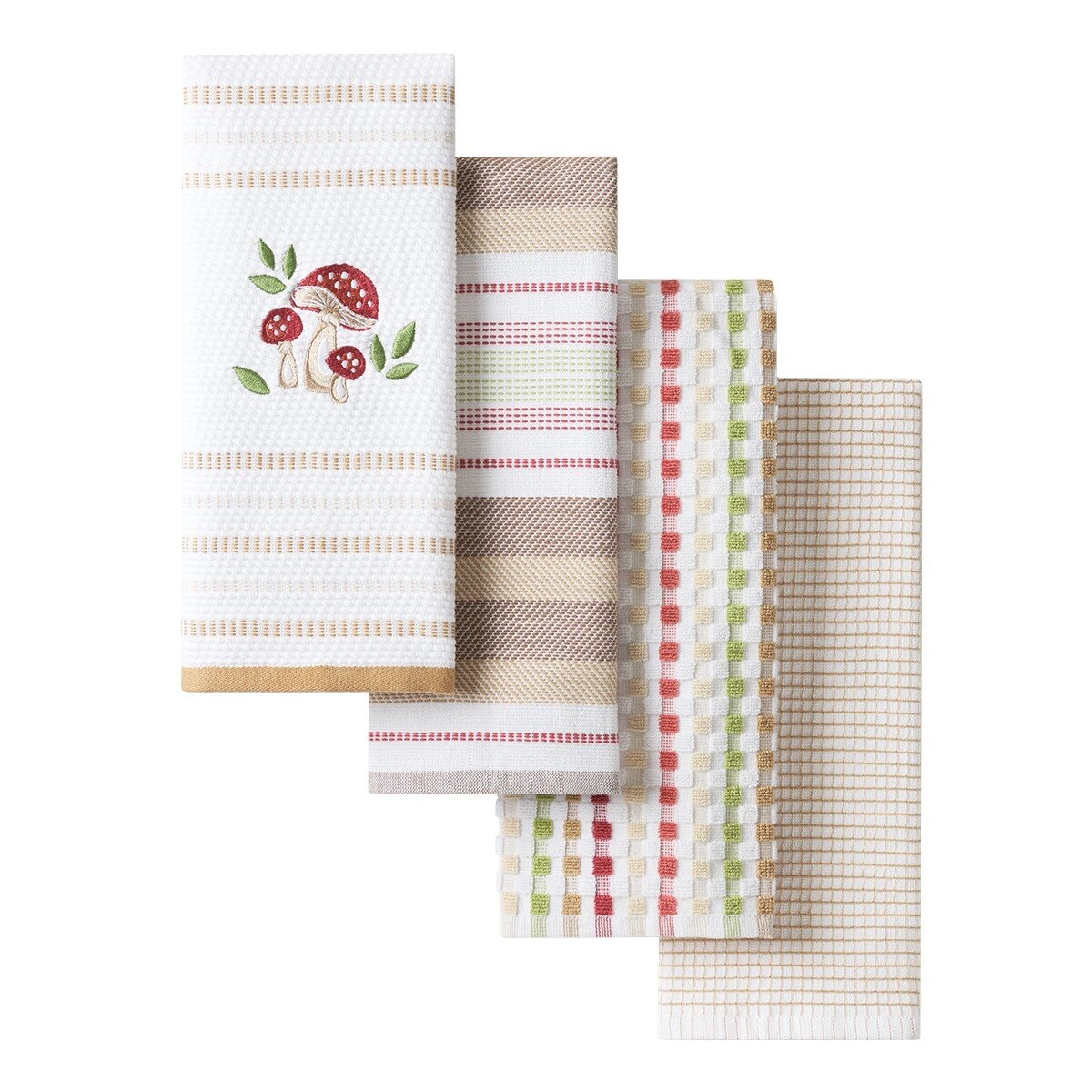 Town & Country 純棉刺繡多用布 4入 43公分 X 71公分 蘑菇