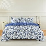 HOYACASA 300織純棉雙人加大床包兩用被套四件組 182公分 X 190公分 藍雨