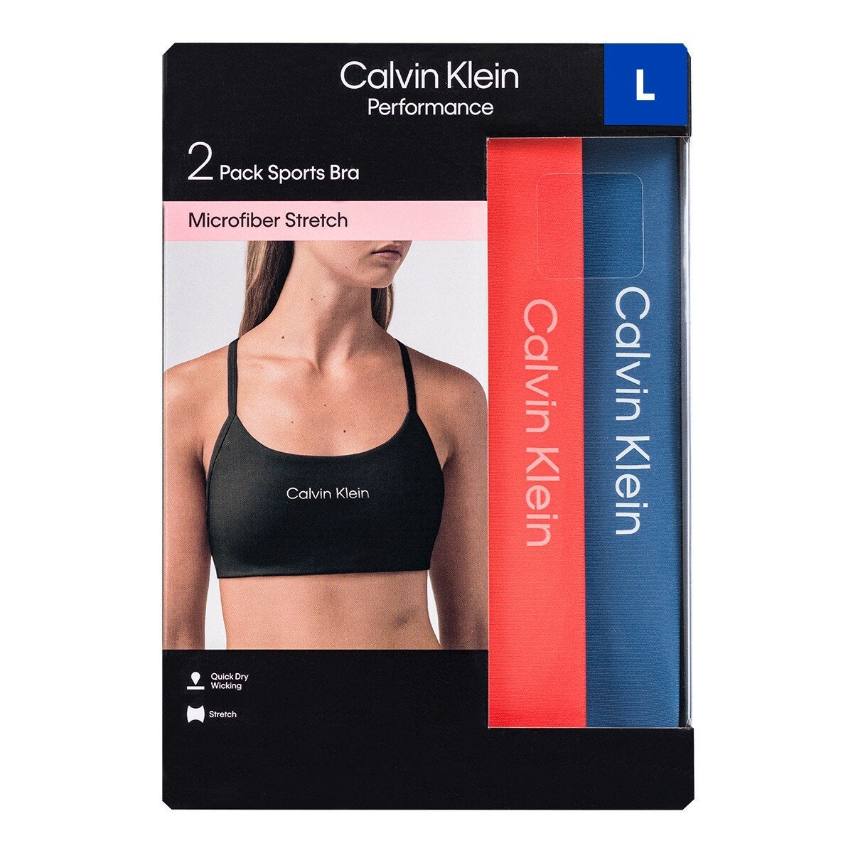 Calvin Klein 女運動內衣 2入組 藍粉 L