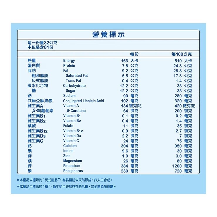 豐力富 紐西蘭頂級純濃奶粉 2.6公斤