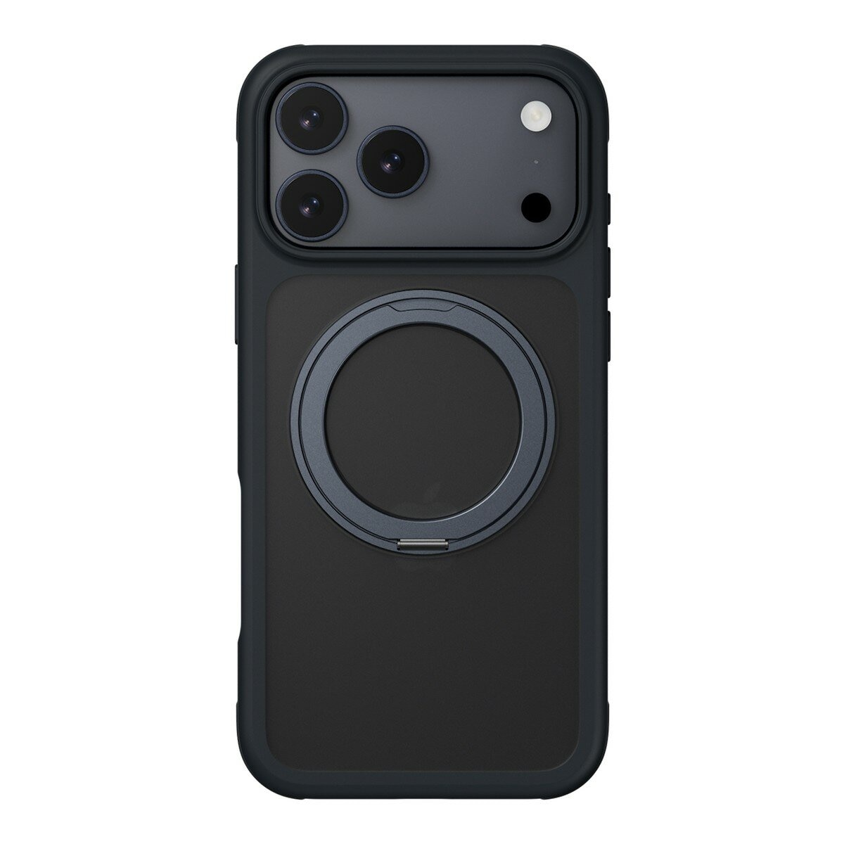 MAGEASY MagStand 360 M 磁吸旋轉支架防摔手機殼 iPhone 17 Pro Max(午夜) + 鏡頭保護貼Lenz 鈦合金(鈦白) + Vetro 9H 鋼化玻璃保護膜