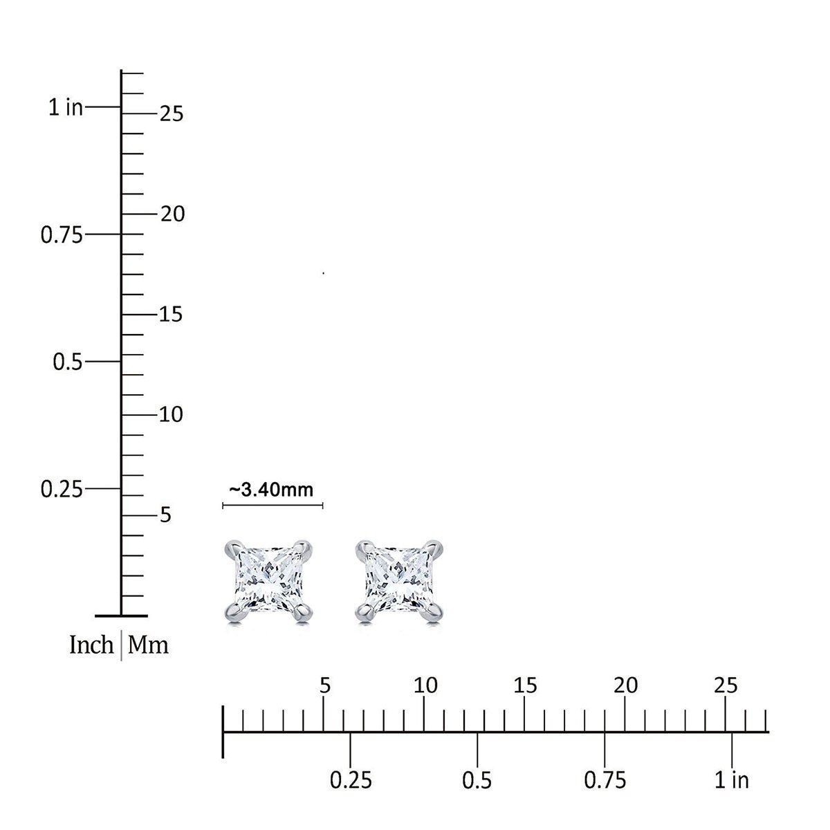 0.5克拉 18K白K金 公主方形鑽石耳環 VS2/I 0.5克拉 18K白K金 公主方形鑽石耳環 VS2/I