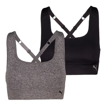 Puma 女運動內衣 X 2件組 S 黑 & 灰