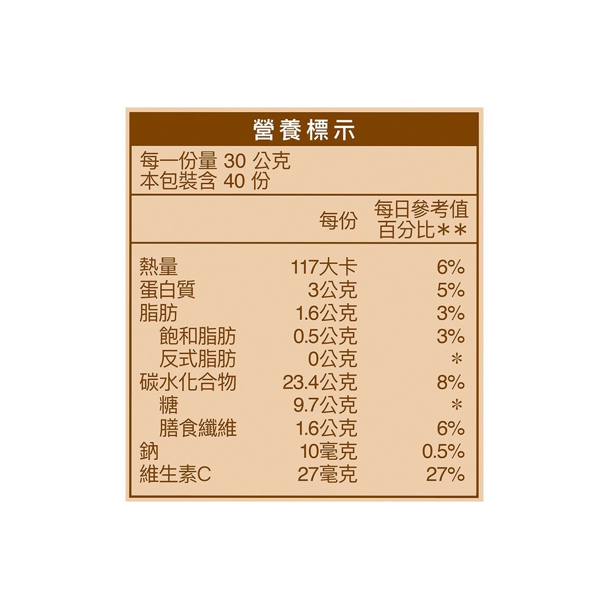 桂格 蔬果纖穀粉(綜合堅果風味) 30公克 X 40包 桂格 蔬果纖穀粉(綜合堅果風味) 30公克 X 40包