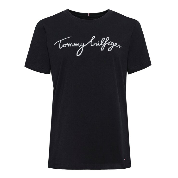 Tommy Hilfiger 女刺繡Logo短袖上衣 深藍 Tommy Hilfiger 女刺繡Logo短袖上衣 深藍