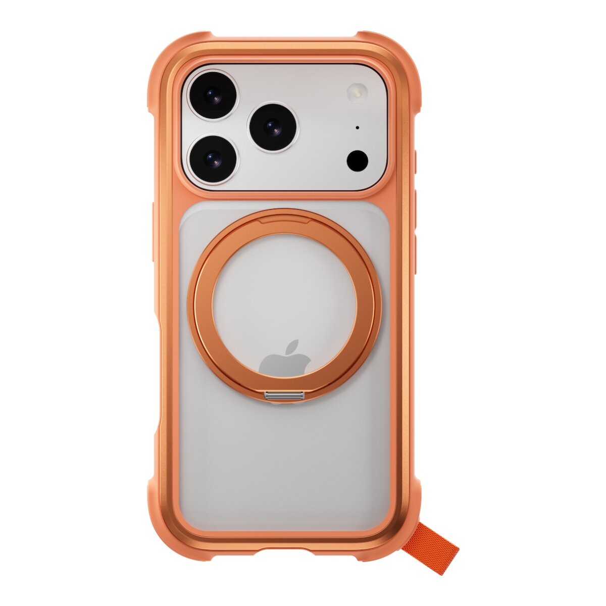 MAGEASY Odyssey Stand M 超軍規防摔磁吸支架手機殼 iPhone 17 Pro(珊瑚) + 鏡頭保護貼Lenz(白色) + Vetro 9H 鋼化玻璃保護膜