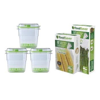 Foodsaver 1.8公升 密鮮盒 6件組 + 真空卷 4入