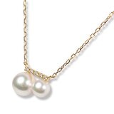 Tokyo Pearl 18K黃K金 4.5公釐 - 6.5公釐 Akoya 珍珠鑽石項鍊