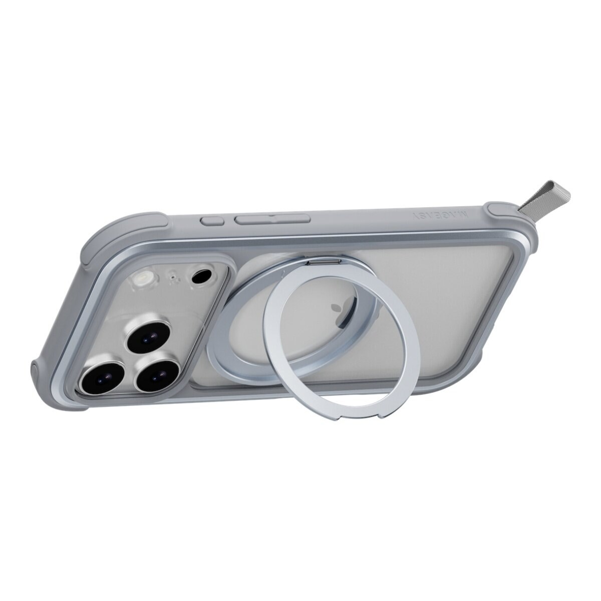 MAGEASY Odyssey Stand M 超軍規防摔磁吸支架手機殼 iPhone 17 Pro(迷霧) + 鏡頭保護貼Lenz(炫彩) + Vetro 9H 鋼化玻璃保護膜