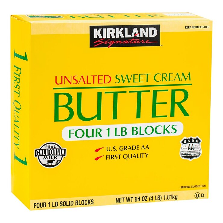 科克蘭 冷藏無鹽奶油 453公克 X 4入