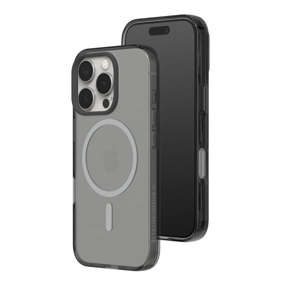 犀牛盾 iPhone 16 Pro JellyTint MagSafe 兼容 半透明有色手機殼 + 9H 抗藍光鋼化玻璃保護貼 酷墨灰