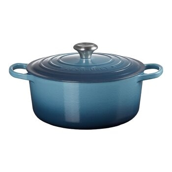 Le Creuset 雙耳圓形鑄鐵鍋 含鋼頭鍋蓋 26公分 水手藍