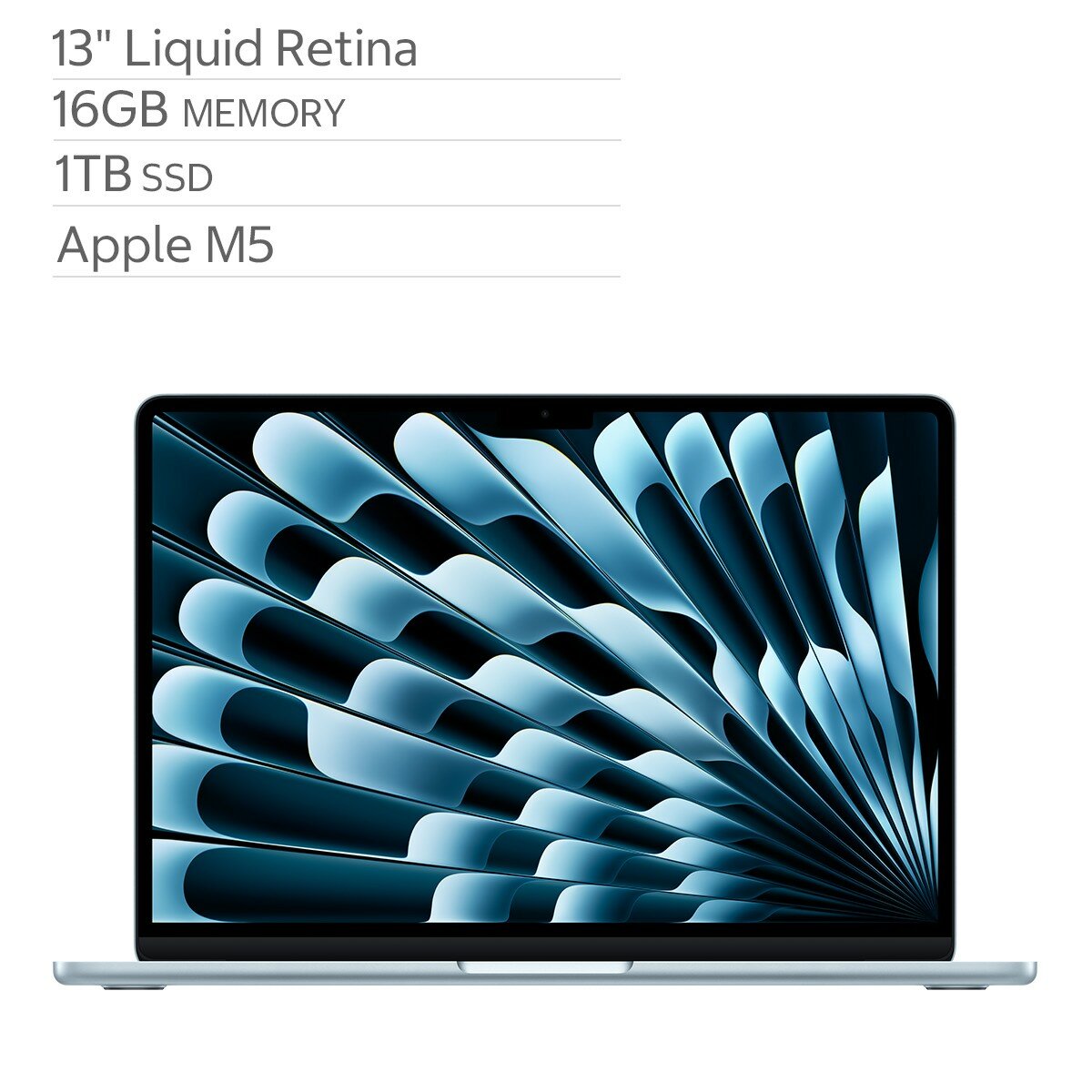 Apple MacBook Air 13 inch with M5 Chip 10 Core CPU 8 Core GPU 16GB 1TB SSD Sky Blue