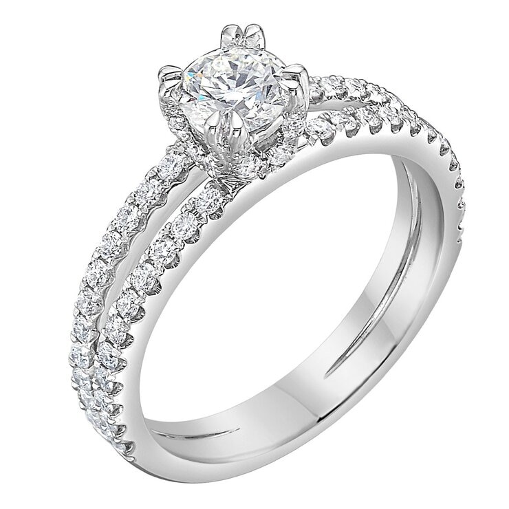 1.0克拉 18K白K金 圓形鑽石鑽戒 VS2/I