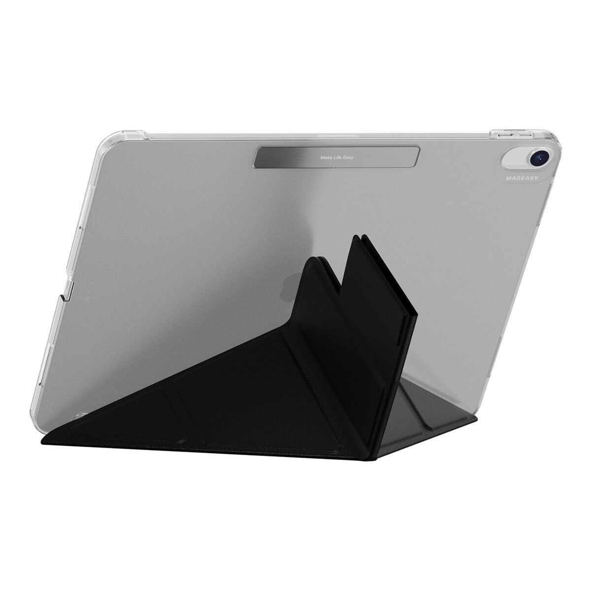 MAGEASY Facet 全方位支架透明背蓋保護套 適用於 2024 iPad Air 13吋 2025 M3 / 2024 M2 黑