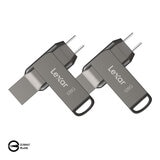 Lexar 雷克沙 JumpDrive Dual Drive D400 USB 3.1 Type-C / Type-A 128GB 雙接口隨身碟 2入組