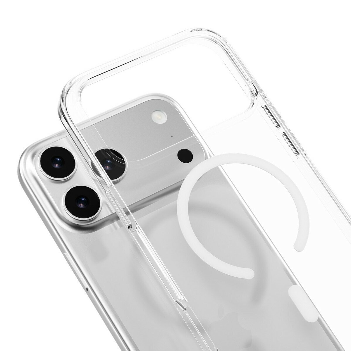 MAGEASY Bright M 不發黃軍規磁吸透明殼 iPhone 17 Pro Max(白磁圈) + 鏡頭保護貼Lenz鈦合金(迷霧鈦) + Vetro 9H 鋼化玻璃保護膜