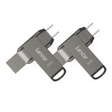 Lexar 雷克沙 JumpDrive Dual Drive D400 USB 3.1 Type-C / Type-A 128GB 雙接口隨身碟 2入組