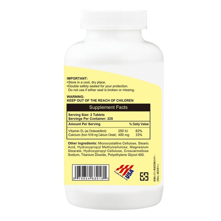 National Vita Calcium Citrate With Vitamin D3 450 Tablets