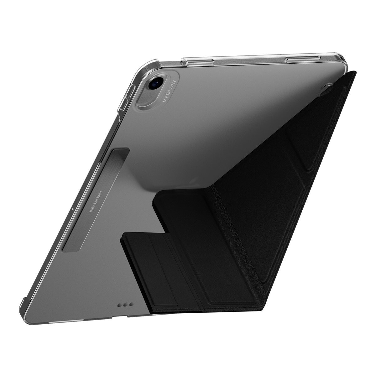 MAGEASY Facet 全方位支架透明背蓋保護套 適用於 2024 iPad Air 11吋 2025 M3 / 2024 M2 黑
