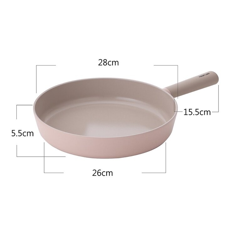 Neoflam 陶瓷不沾塗層鍋具 含玻璃上蓋 4件組 粉