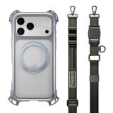 MAGEASY Odyssey Ultra M 終極防摔磁吸支架掛繩手機殼 iPhone 17 Pro Max(迷霧/岩石灰) + 鏡頭保護貼Lenz(珊瑚) + Vetro 9H 鋼化玻璃保護膜