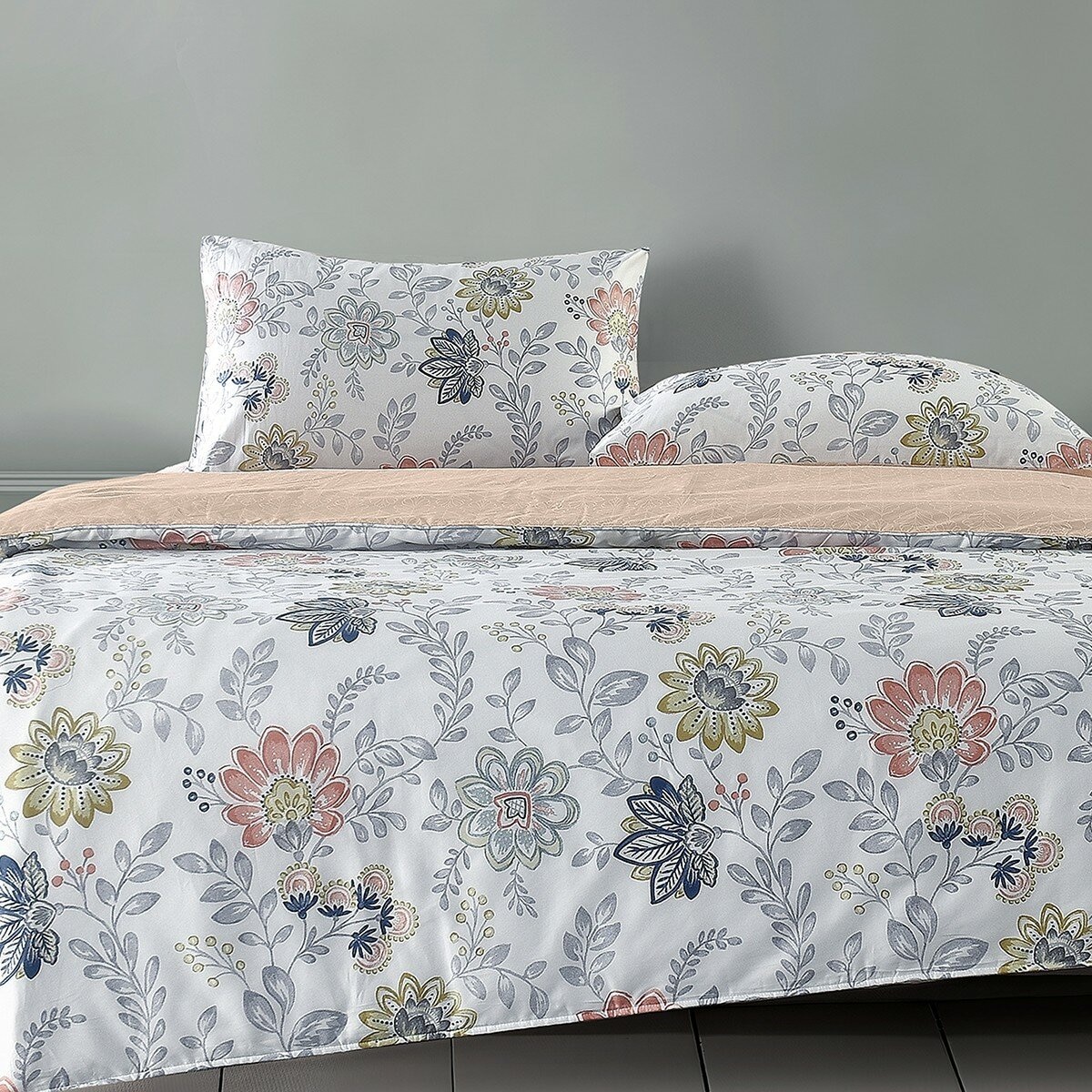 HOYACASA 300織純棉雙人床包兩用被套 4件組 152公分 X 190公分 花麓